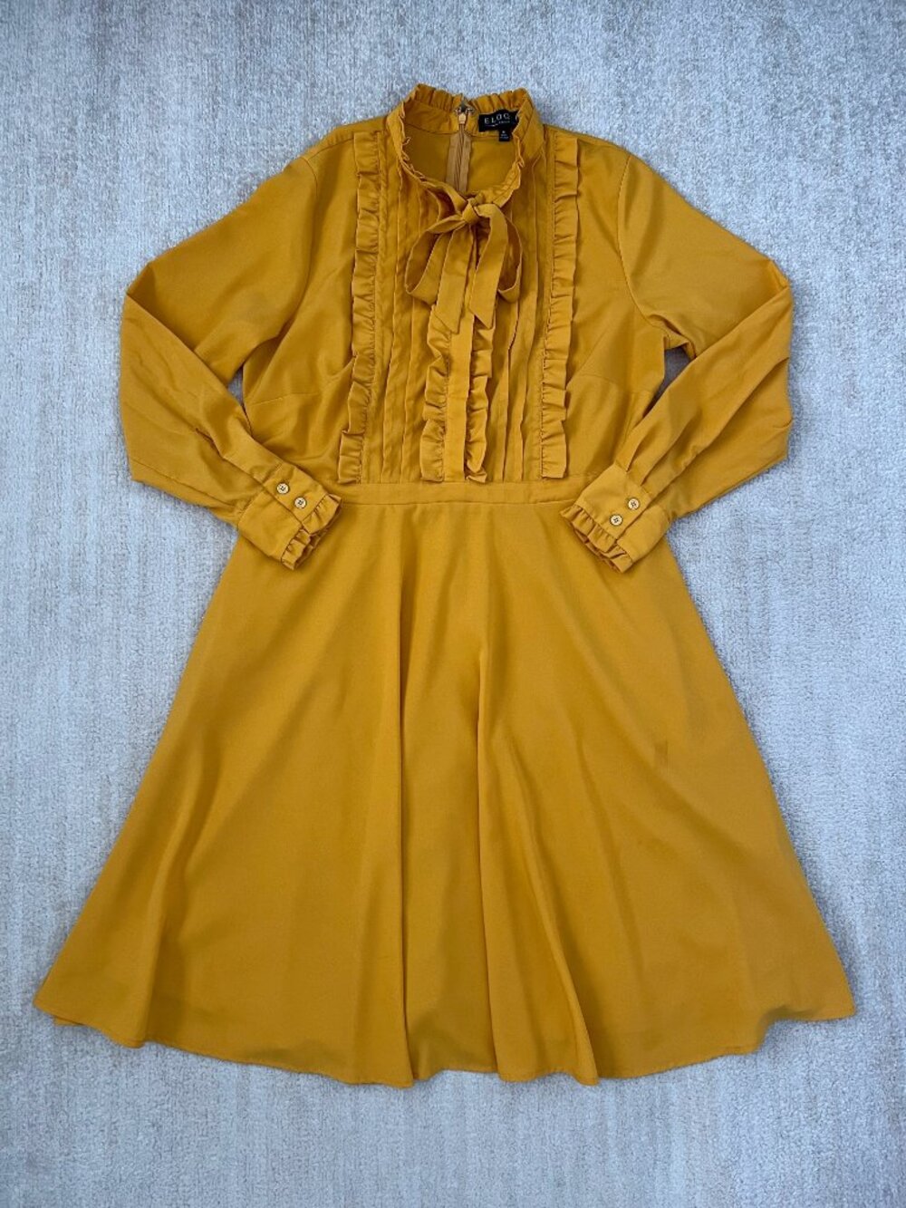 Eloquii Studio Yellow Ruffle Tie-Neck Dress Plus Size 14